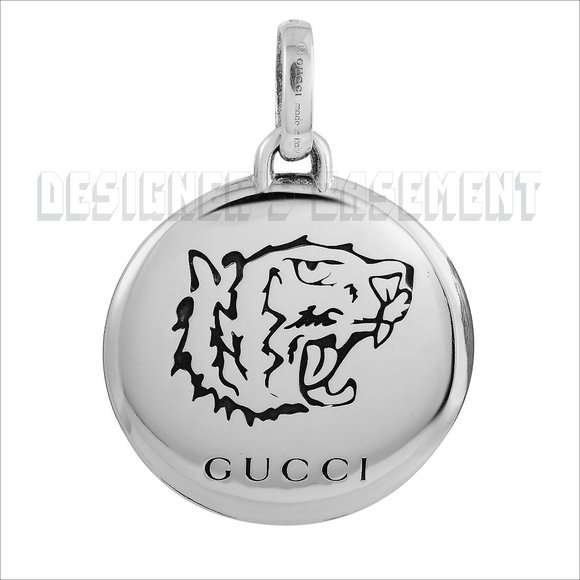 GUCCI Sterling Silver round TIGER Head BLIND FOR LOVE pendant charm New in Box - Picture 5 of 9